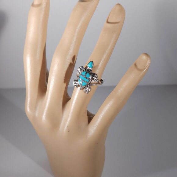 Turquoise Turtle Ring Size 6.75 - Picture 8 of 11